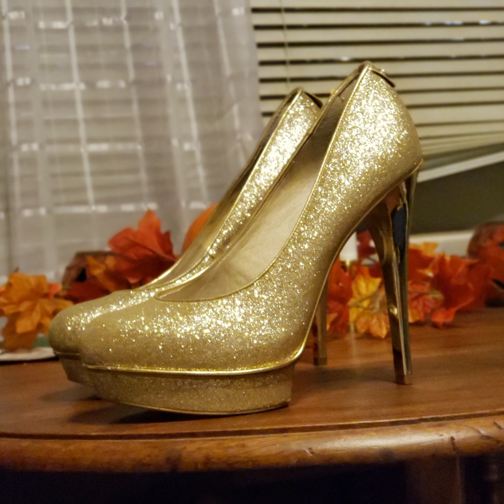 Michael Kors Sparkly Gold Stilettos Box Included